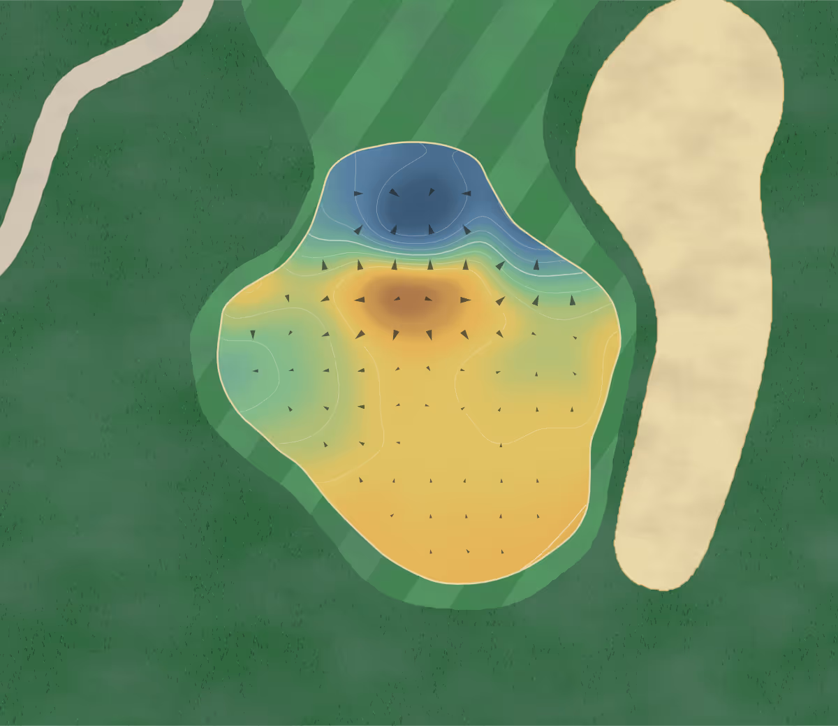 Green contour map of Magnolia Landing in Fort Myers, Florida — 42 elevation contours at a 3-inch interval with fall-line arrows, traced from 1-meter lidar