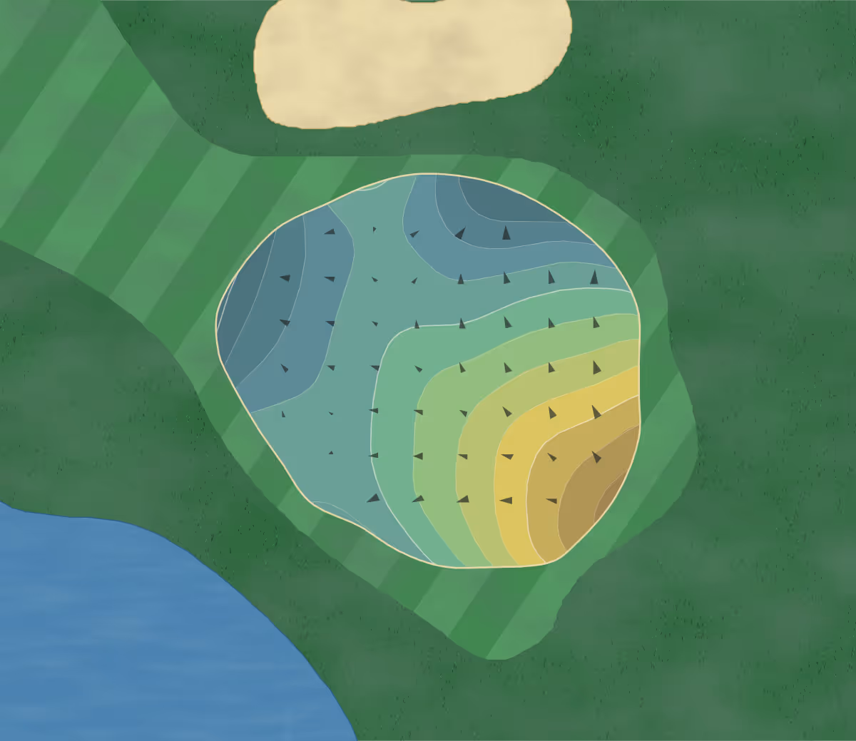 Green contour map of Majestic in Lehigh Acres, Florida — 138 elevation contours at a 3-inch interval with fall-line arrows, traced from 1-meter lidar