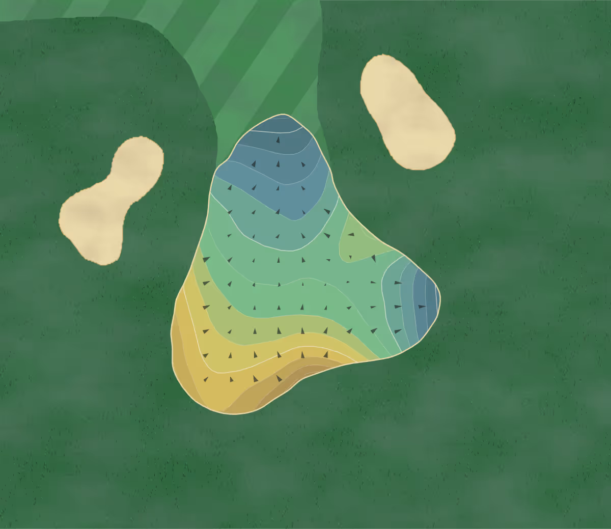 Green contour map of Majestic Lake in Hartland, Michigan — 203 elevation contours at a 3-inch interval with fall-line arrows, traced from 1-meter lidar