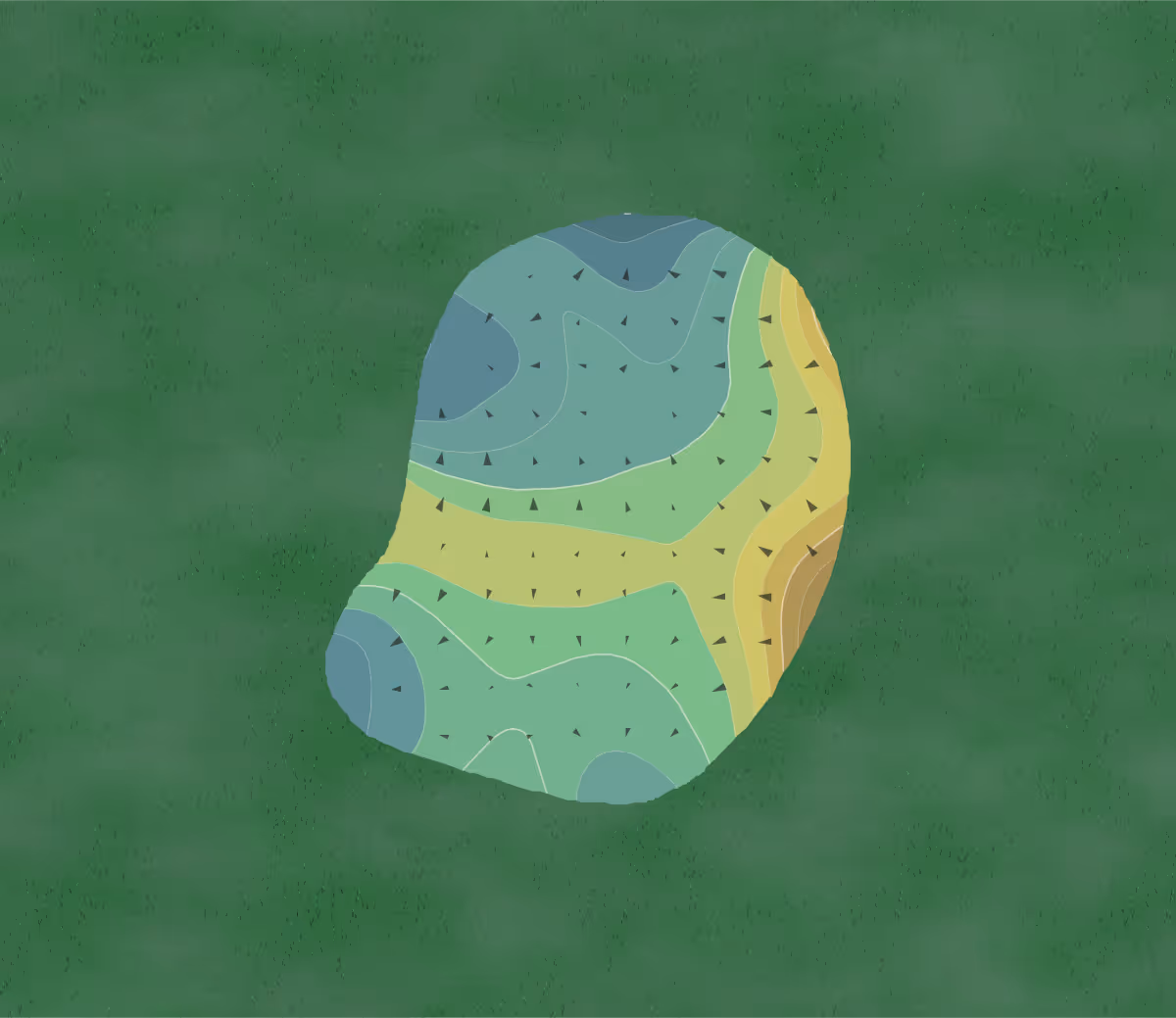 Green contour map of Makefield Highlands in Yardley, Pennsylvania — 205 elevation contours at a 3-inch interval with fall-line arrows, traced from 1-meter lidar
