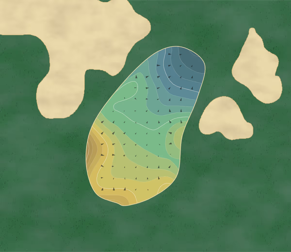 Green contour map of Mallory Hill in The Villages, Florida — 213 elevation contours at a 3-inch interval with fall-line arrows, traced from 1-meter lidar