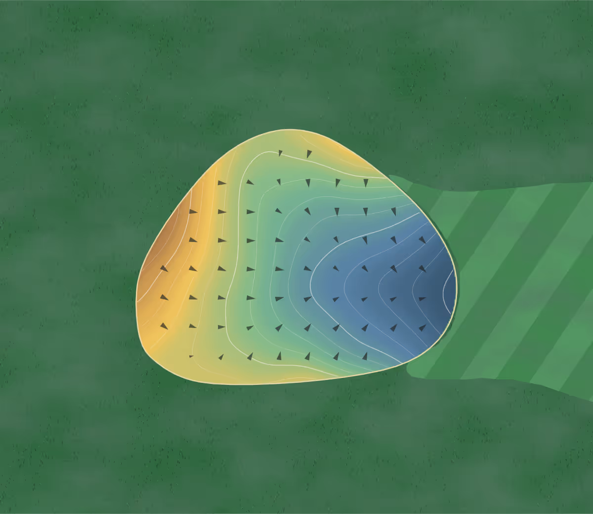 Green contour map of Manada in Grantville, Pennsylvania: 194 elevation contours at a 3-inch interval with fall-line arrows, traced from 1-meter lidar