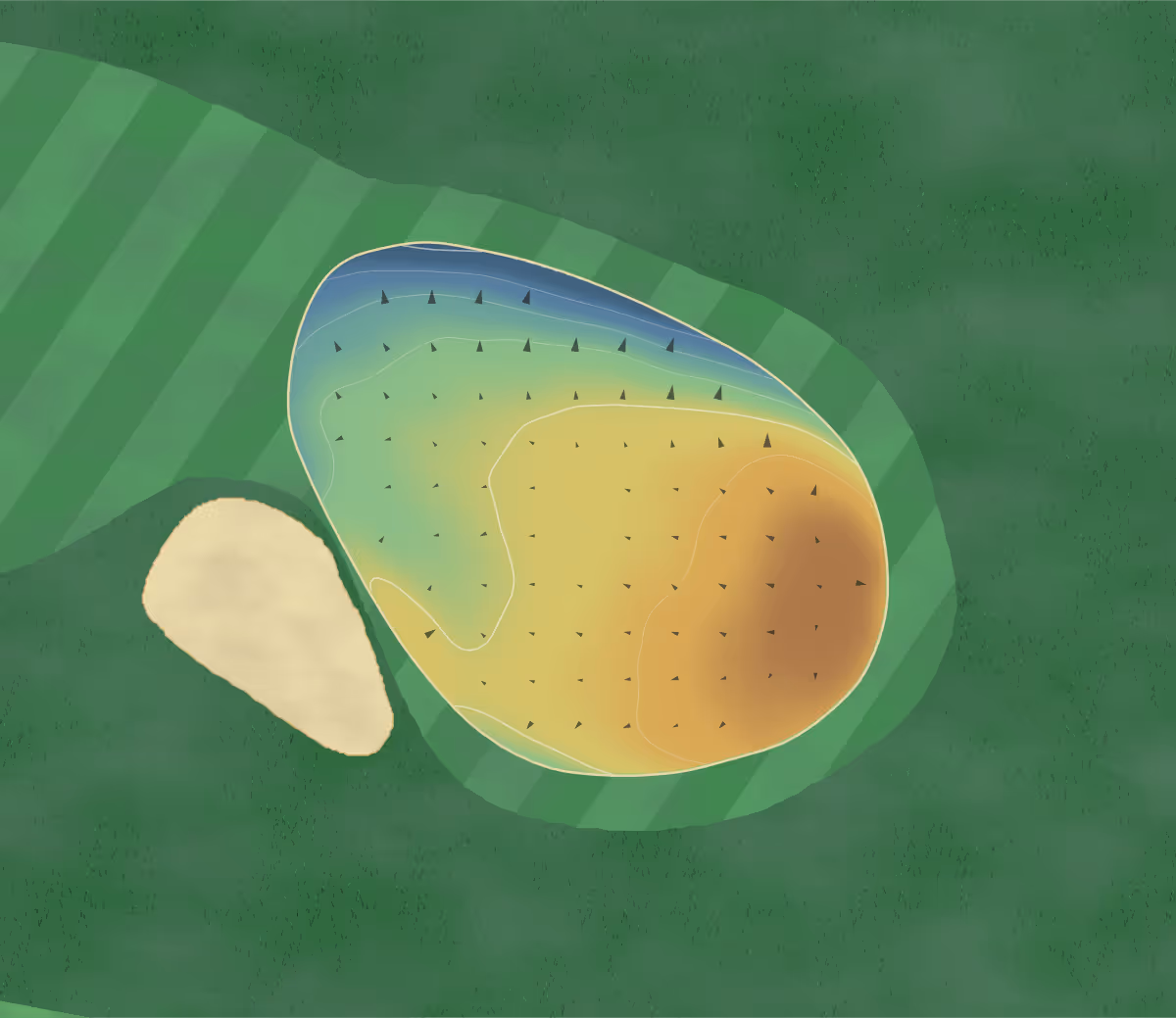 Green contour map of Mandan Municipal in Mandan, North Dakota: 67 elevation contours at a 3-inch interval with fall-line arrows, traced from 1-meter lidar