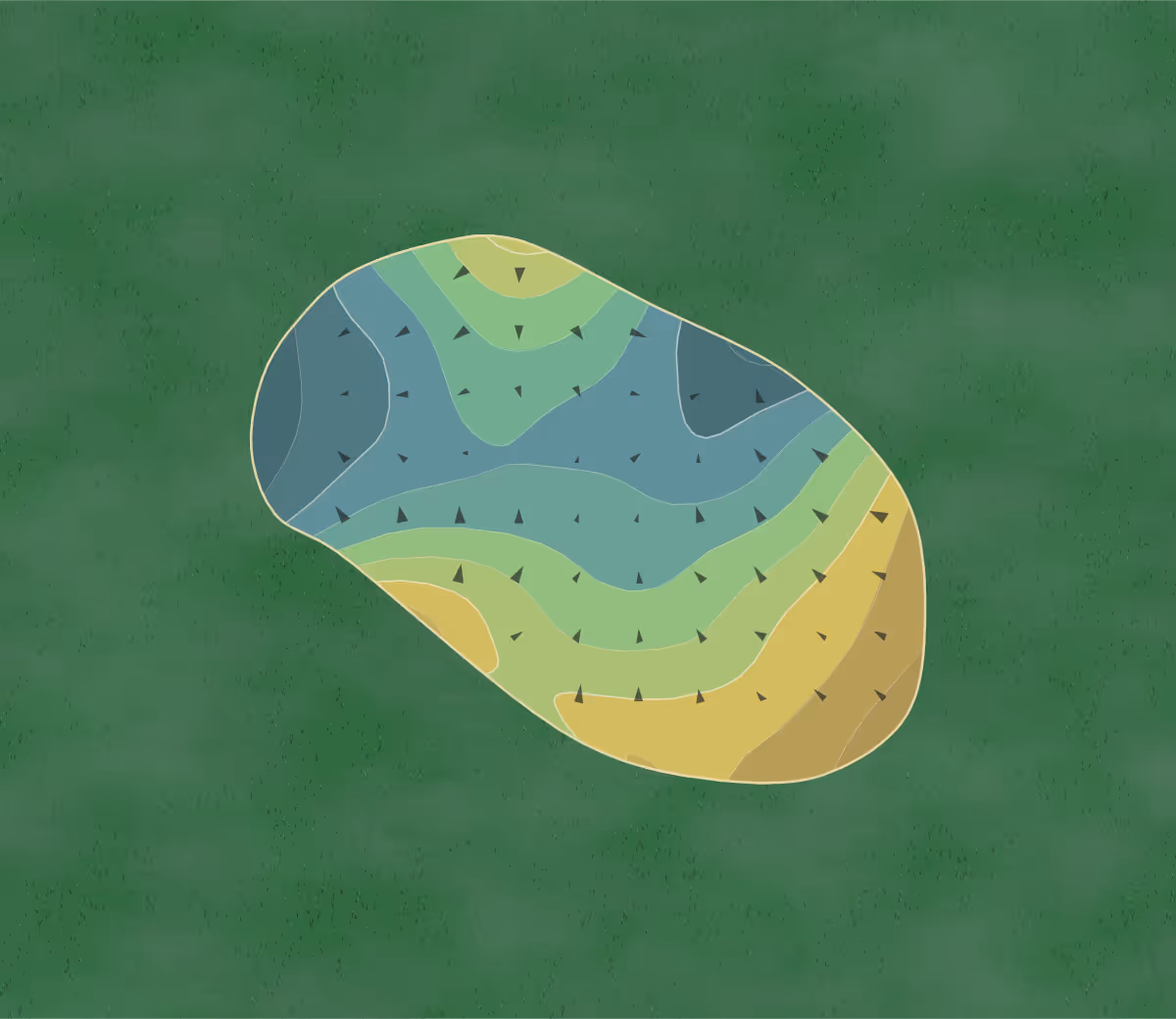 Green contour map of Mangrove Bay in St. Petersburg, Florida — 105 elevation contours at a 3-inch interval with fall-line arrows, traced from 1-meter lidar