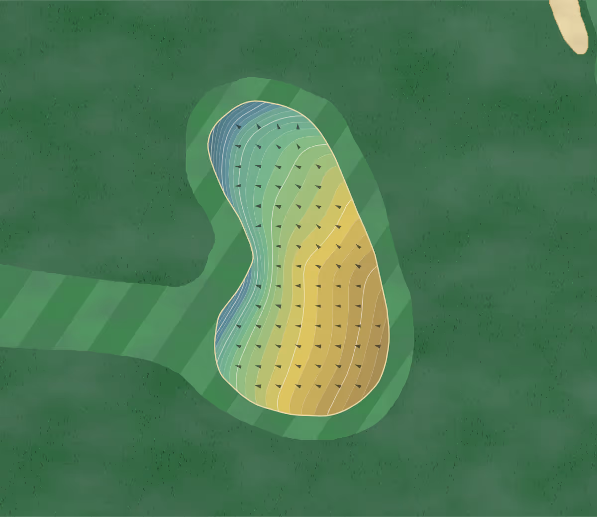 Green contour map of Manitou Ridge in White Bear Lake, Minnesota — 254 elevation contours at a 3-inch interval with fall-line arrows, traced from 1-meter lidar