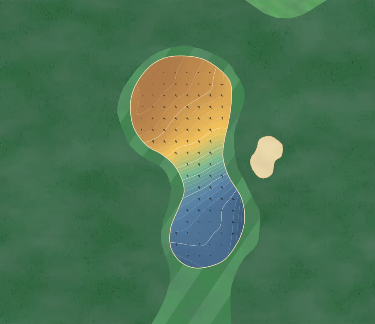 Green contour map of Manor Park in Lower Hutt, New Zealand — 138 elevation contours at a 8-centimeter interval with fall-line arrows, traced from 1-meter lidar