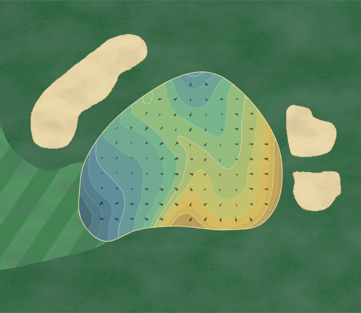 Green contour map of Maple Bluff in Madison, Wisconsin — 220 elevation contours at a 3-inch interval with fall-line arrows, traced from 1-meter lidar
