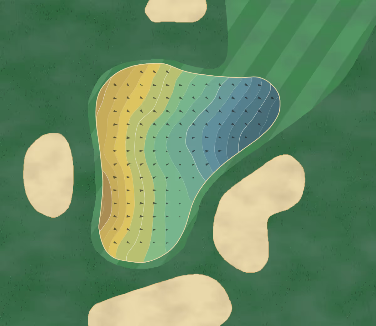Green contour map of Maple Meadows in Wood Dale, Illinois — 176 elevation contours at a 3-inch interval with fall-line arrows, traced from 1-meter lidar