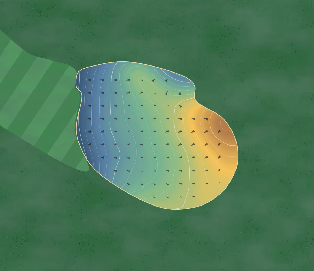 Green contour map of Marcus Community in Marcus, Iowa: 91 elevation contours at a 3-inch interval with fall-line arrows, traced from 1-meter lidar