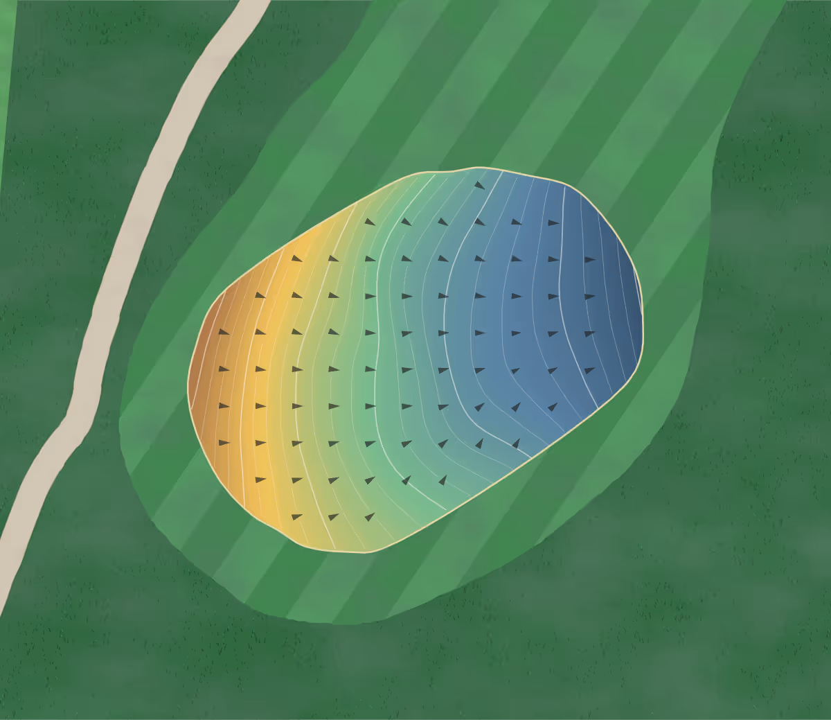 Green contour map of Marion Elks in Marion, Indiana — 244 elevation contours at a 3-inch interval with fall-line arrows, traced from 1-meter lidar
