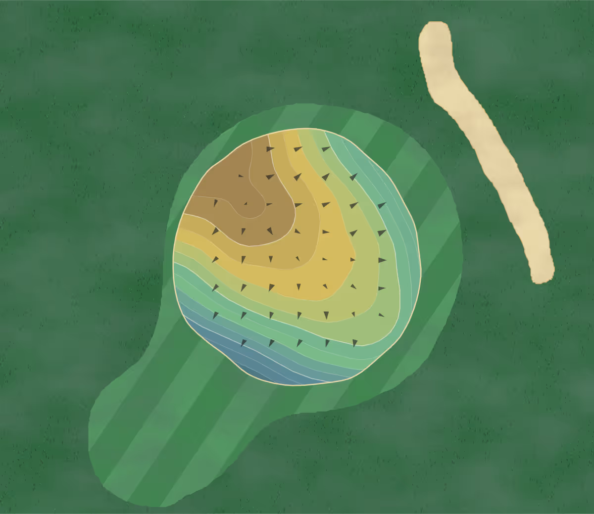 Green contour map of Marion GC in Marion, Massachusetts — 88 elevation contours at a 3-inch interval with fall-line arrows, traced from 1-meter lidar