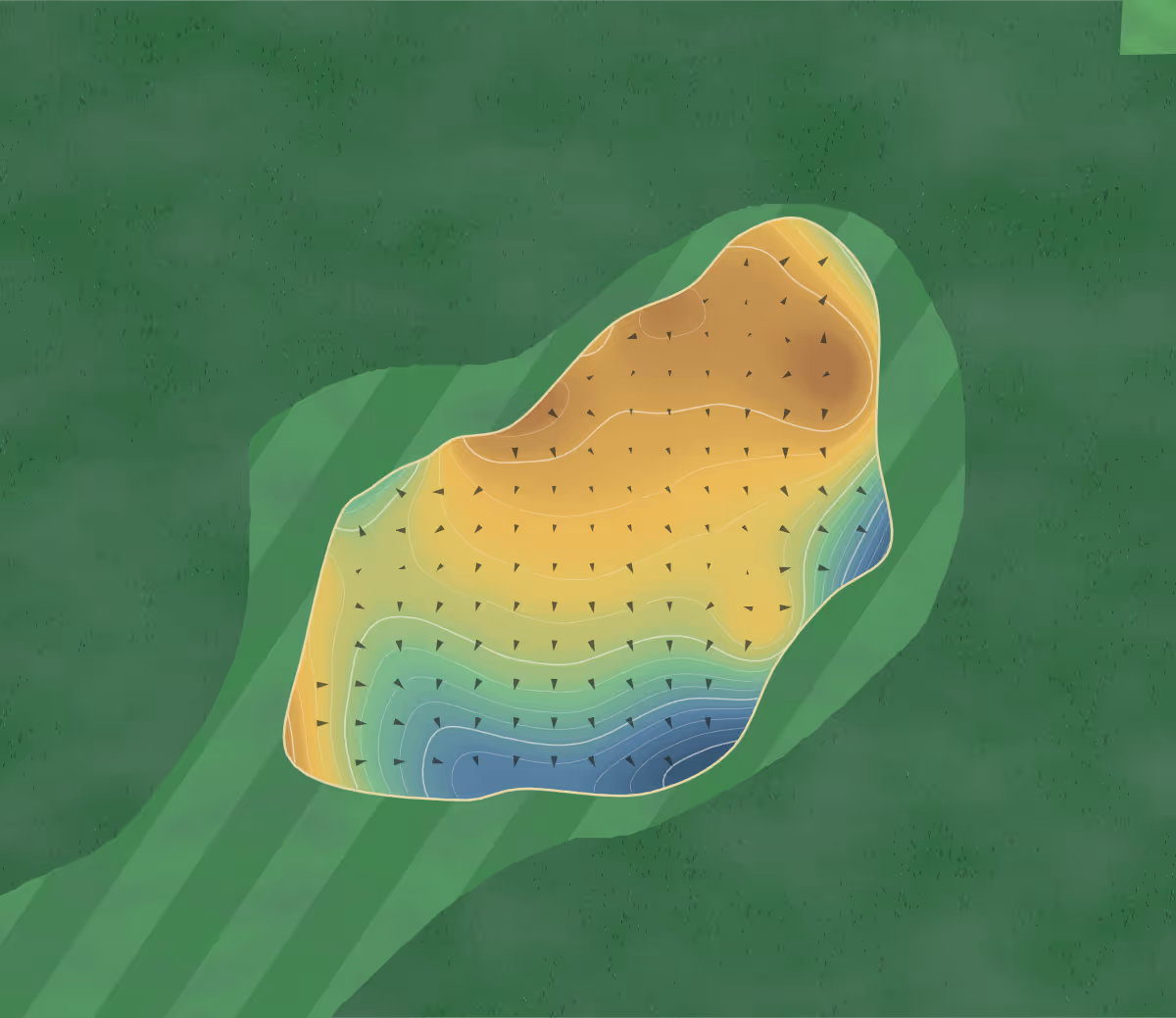 Green contour map of Marlborough in Marlborough, England — 216 elevation contours at a 8-centimeter interval with fall-line arrows, traced from 1-meter lidar