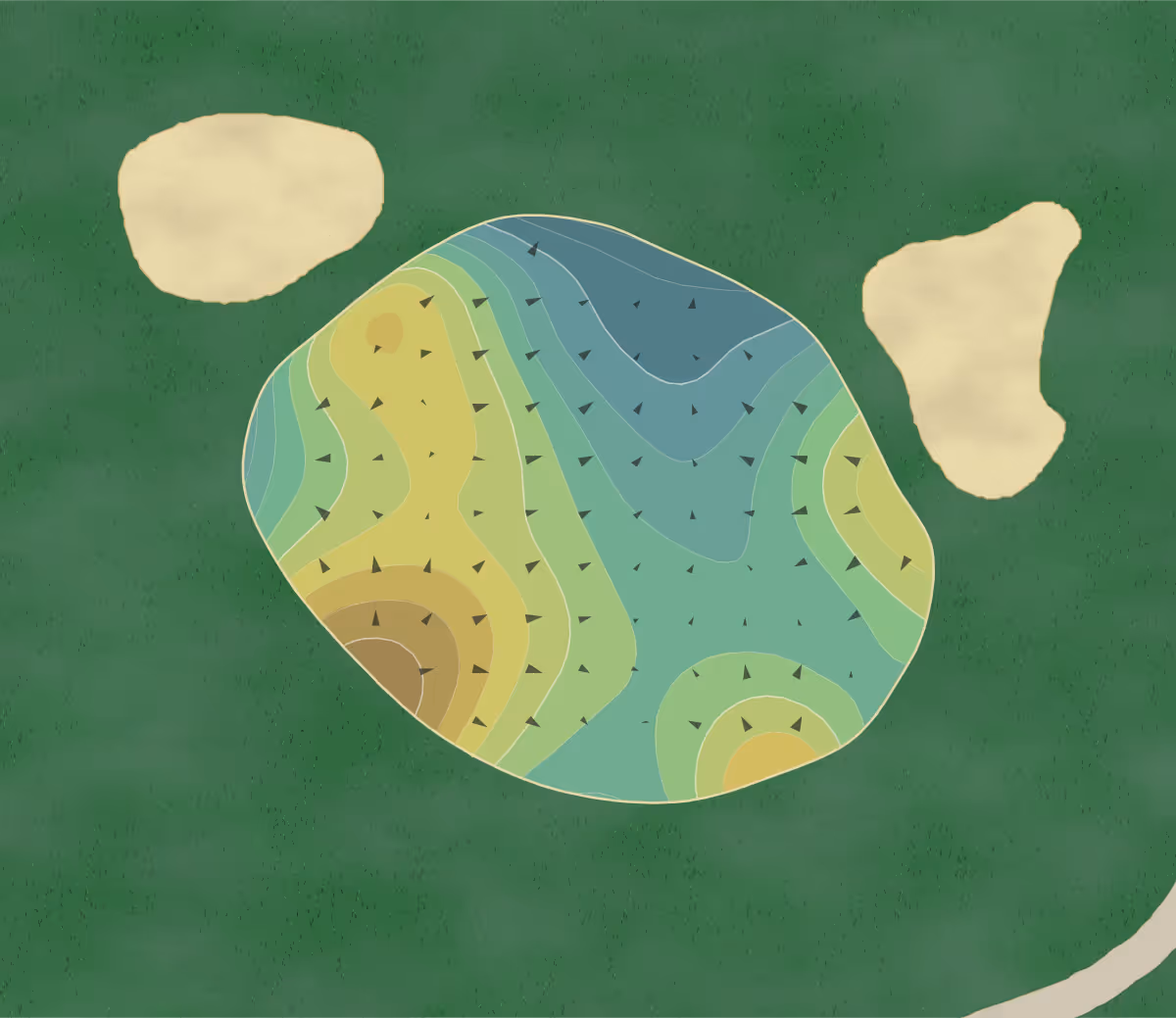 Green contour map of Marsh Creek in St. Augustine, Florida — 195 elevation contours at a 3-inch interval with fall-line arrows, traced from 1-meter lidar