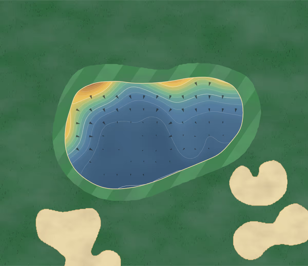 Green contour map of Marsh Ridge in Gaylord, Michigan: 31 elevation contours at a 3-inch interval with fall-line arrows, traced from 1-meter lidar