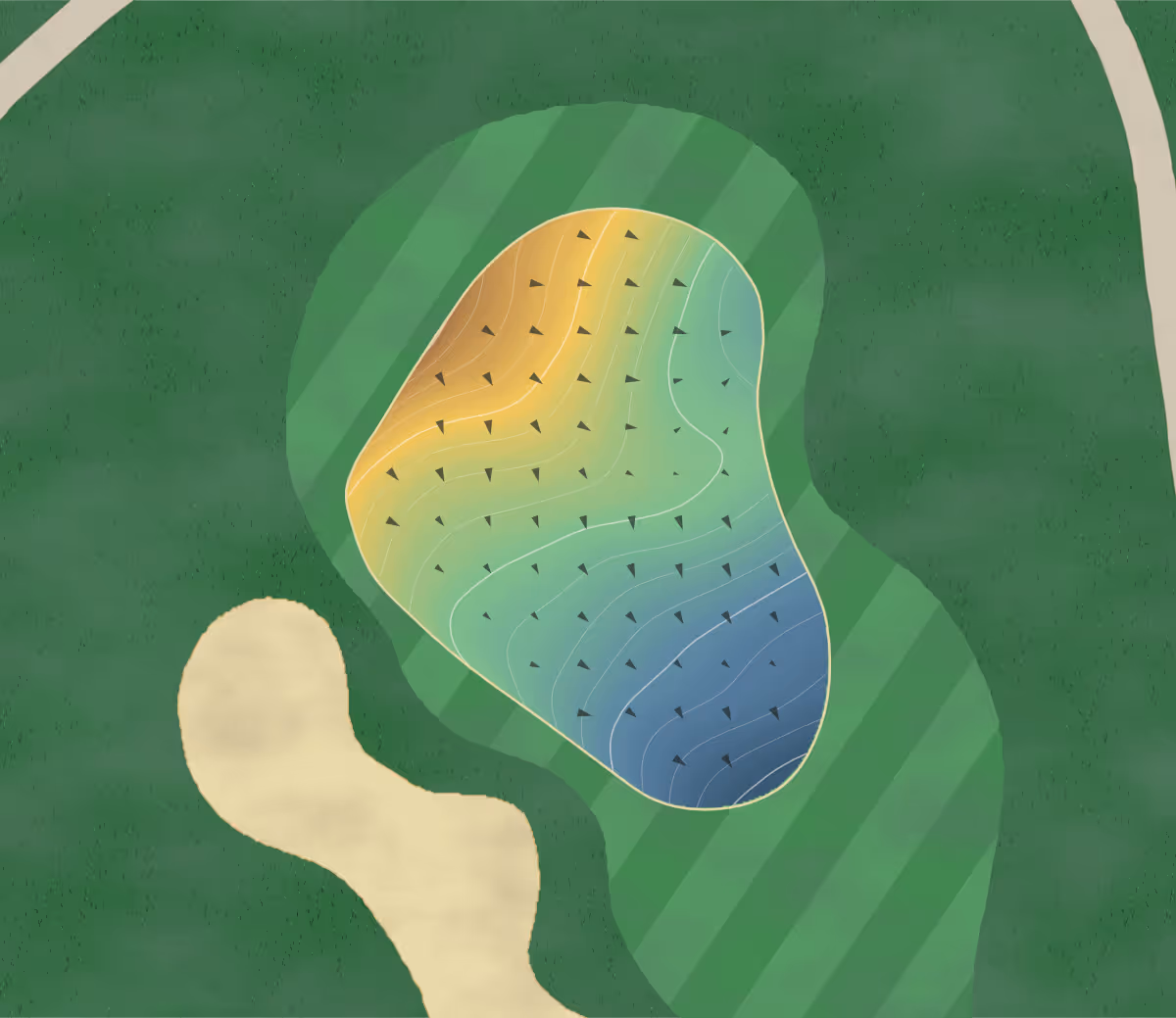 Green contour map of Marty Sanchez in Santa Fe, New Mexico — 193 elevation contours at a 3-inch interval with fall-line arrows, traced from 1-meter lidar