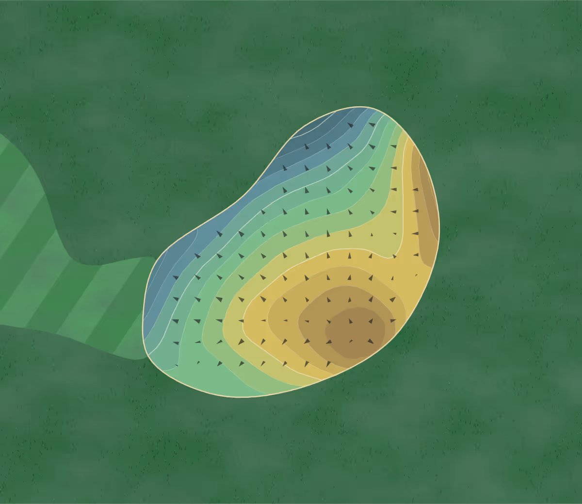 Green contour map of Mascoutin in Berlin, Wisconsin — 166 elevation contours at a 3-inch interval with fall-line arrows, traced from 1-meter lidar