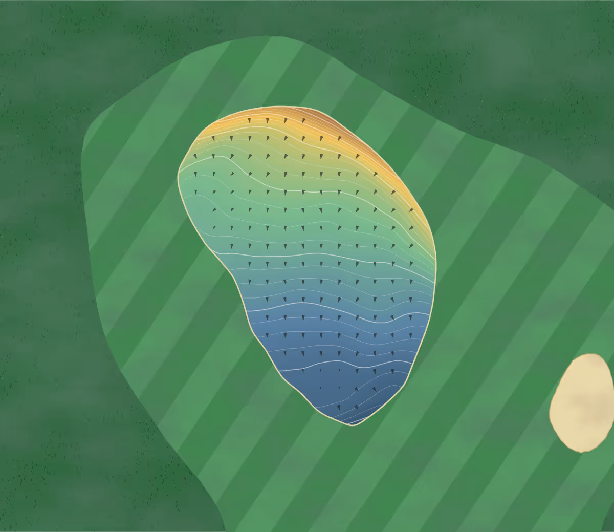 Green contour map of Matlock in Matlock, England: 261 elevation contours at a 8-centimeter interval with fall-line arrows, traced from 1-meter lidar