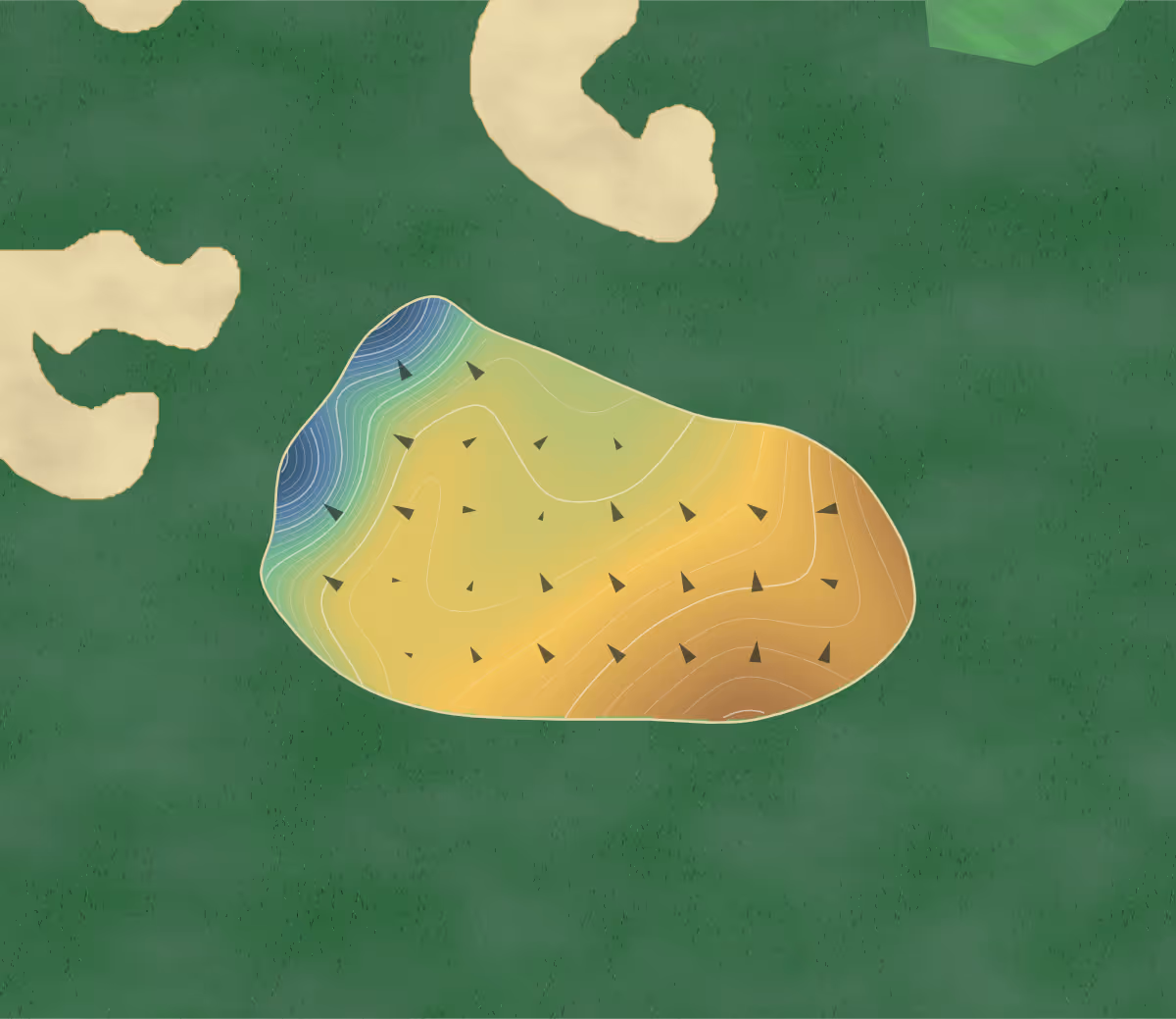 Green contour map of Mauna Kea in Kohala Coast, Hawaii — 280 elevation contours at a 3-inch interval with fall-line arrows, traced from 1-meter lidar