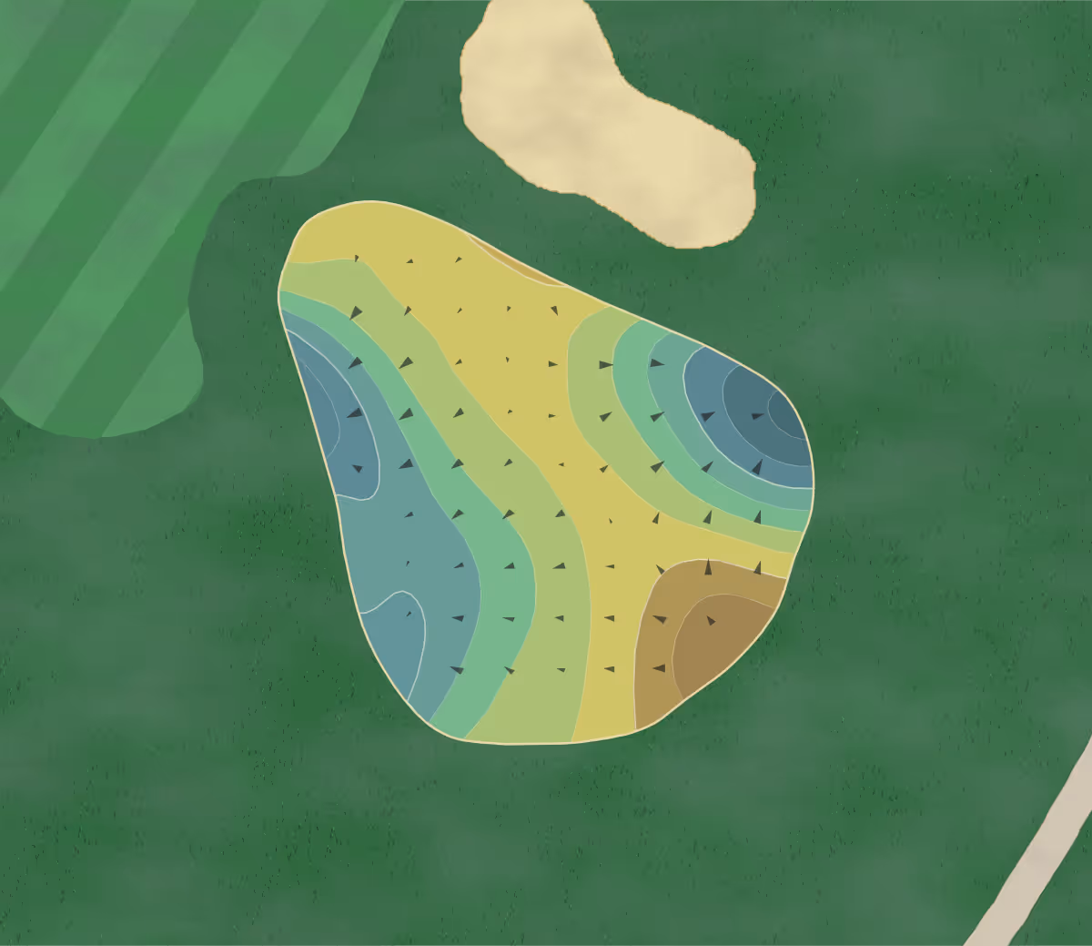 Green contour map of Max A in Laredo, Texas — 167 elevation contours at a 3-inch interval with fall-line arrows, traced from 1-meter lidar