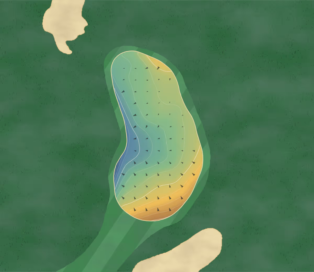 Green contour map of King's North in Myrtle Beach, South Carolina: 145 elevation contours at a 3-inch interval with fall-line arrows, traced from 1-meter lidar
