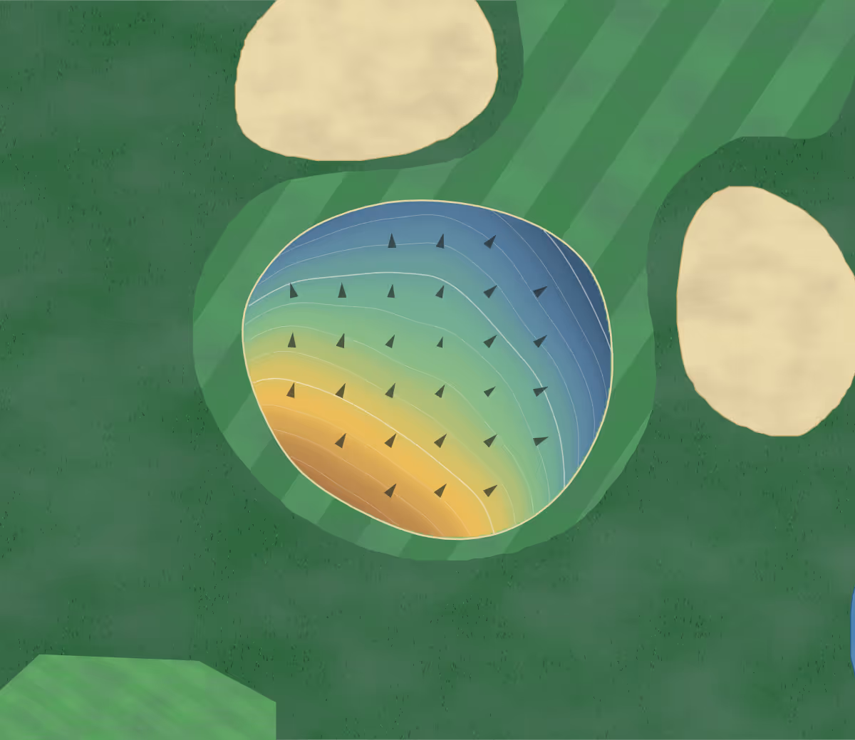 Green contour map of McKenzie Memorial in Montezuma, Georgia: 60 elevation contours at a 3-inch interval with fall-line arrows, traced from 1-meter lidar