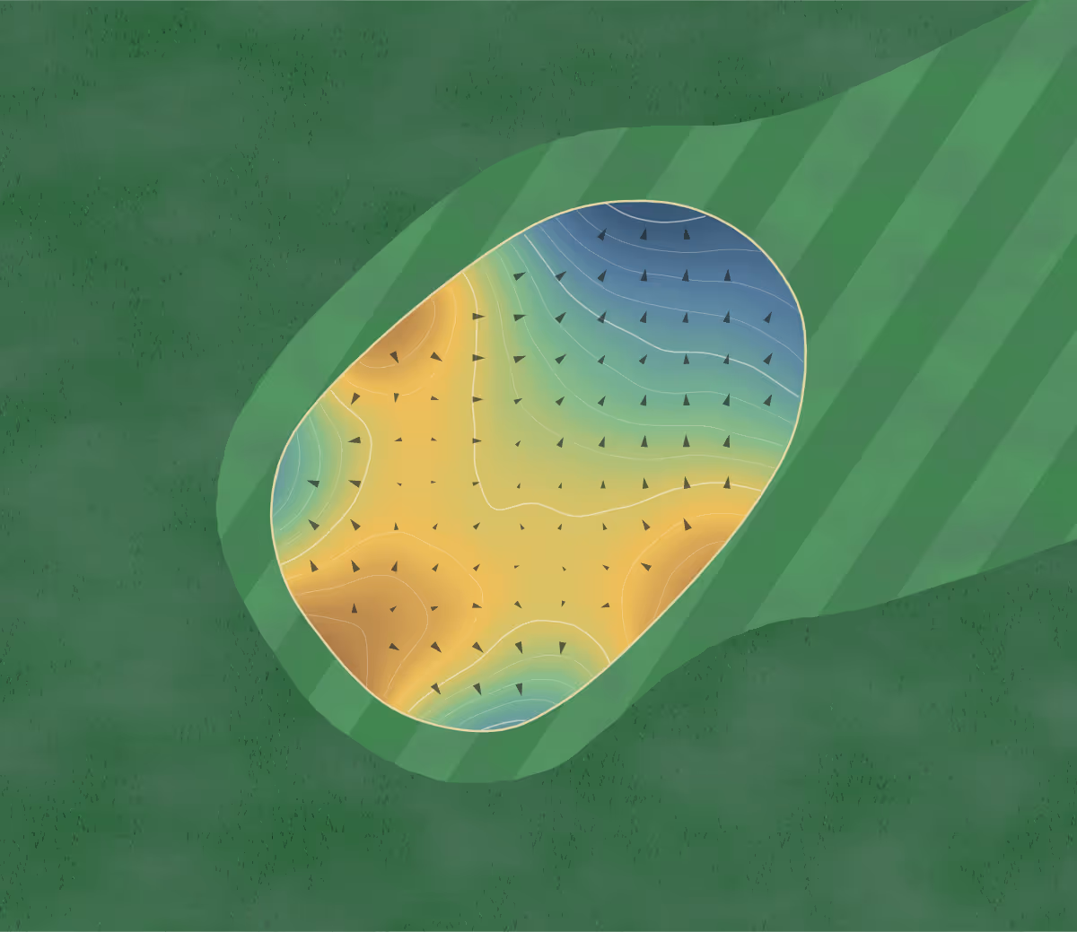 Green contour map of Meadow Acres in Meadow Acres, Nebraska: 124 elevation contours at a 3-inch interval with fall-line arrows, traced from 1-meter lidar