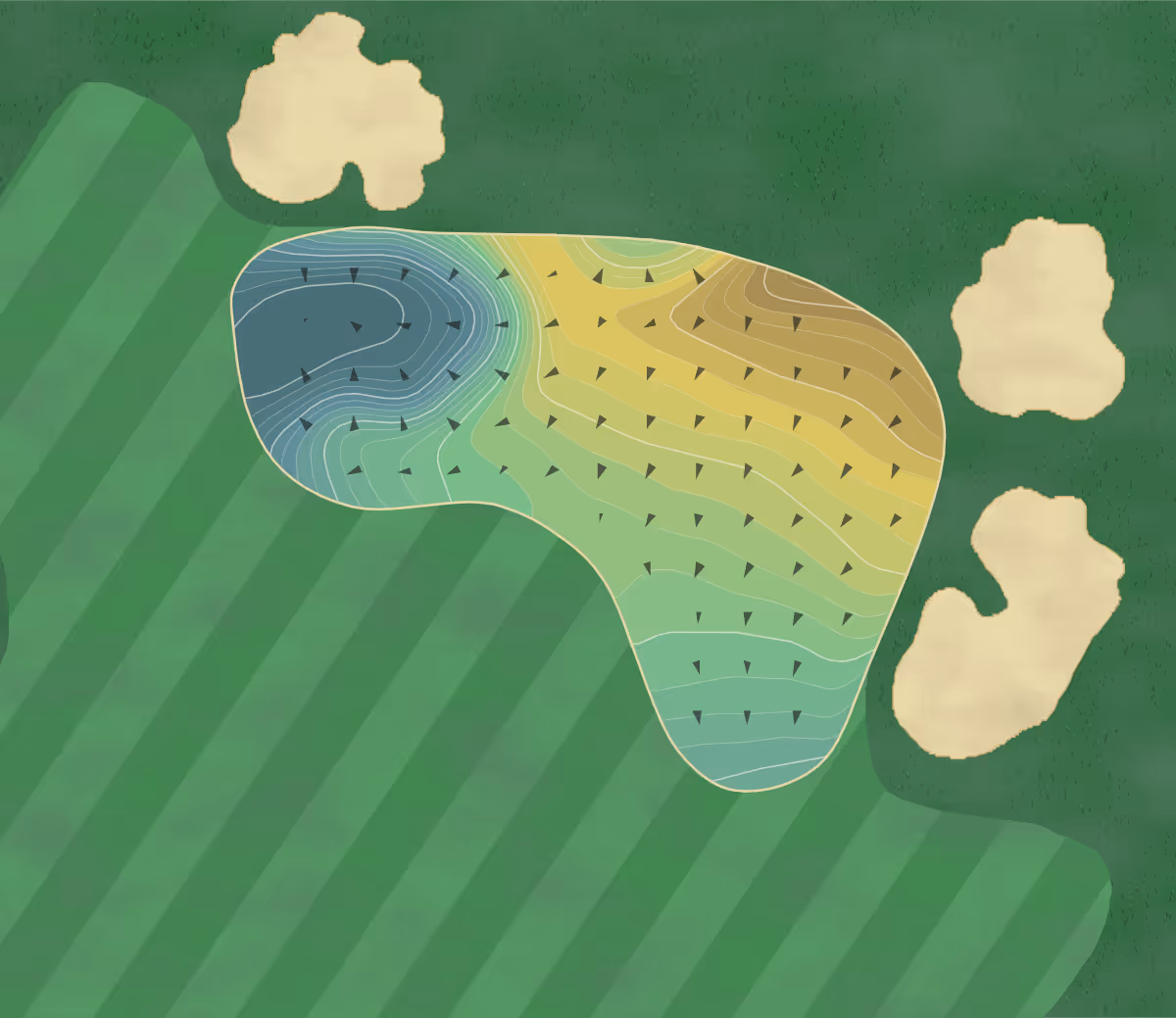 Green contour map of Meadow Brook in Jericho, New York — 285 elevation contours at a 3-inch interval with fall-line arrows, traced from 1-meter lidar