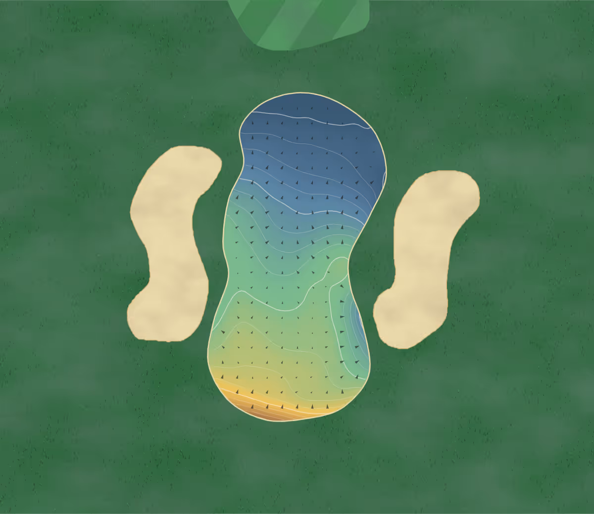 Green contour map of Meadow Lake in Meadow Lake, Canada — 128 elevation contours at a 8-centimeter interval with fall-line arrows, traced from 1-meter lidar
