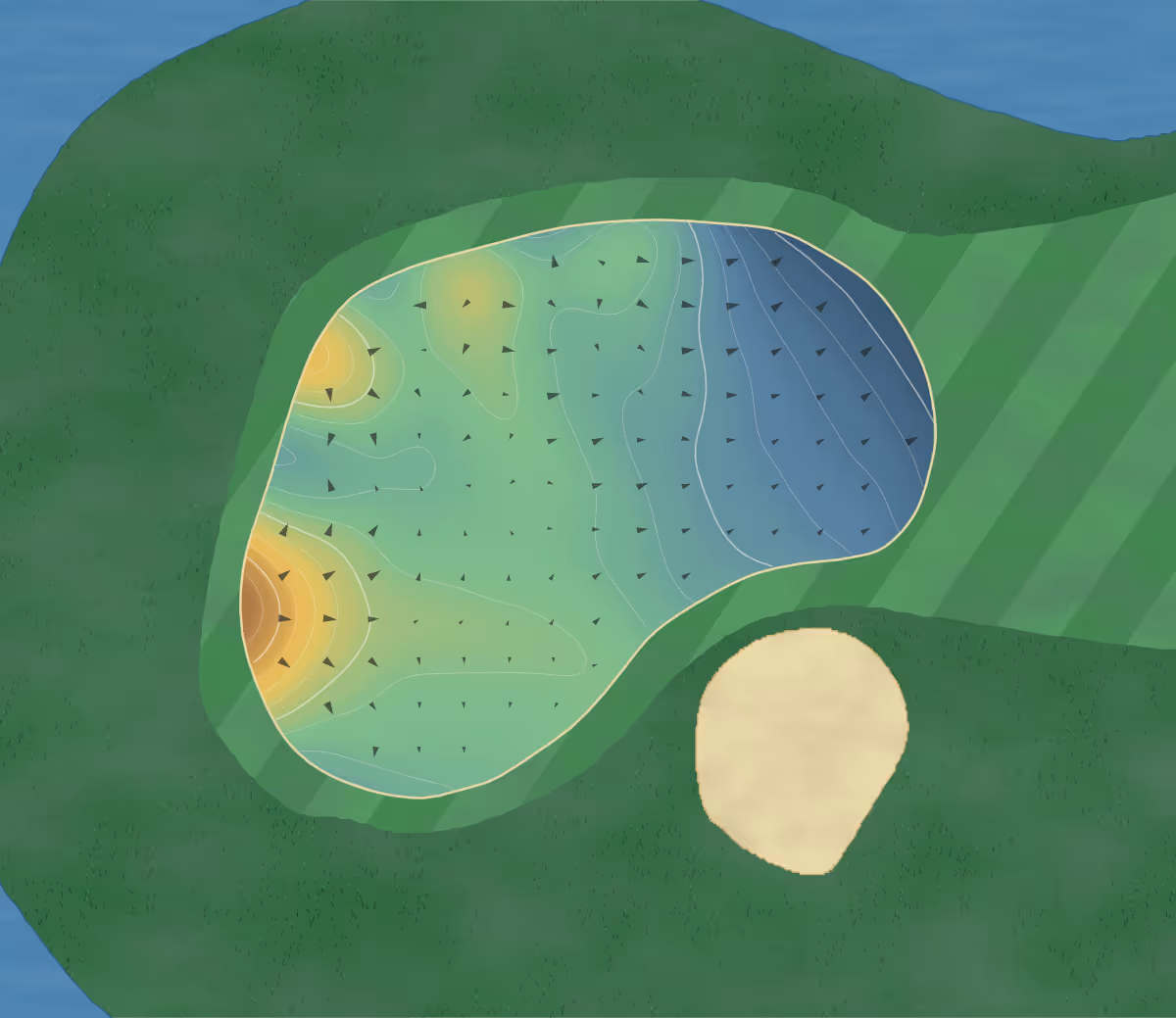 Green contour map of Meadow Lakes in Prineville, Oregon — 180 elevation contours at a 3-inch interval with fall-line arrows, traced from 1-meter lidar