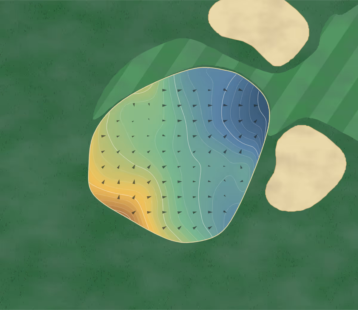 Green contour map of Meadowbrook in Midlothian, Virginia: 190 elevation contours at a 3-inch interval with fall-line arrows, traced from 1-meter lidar