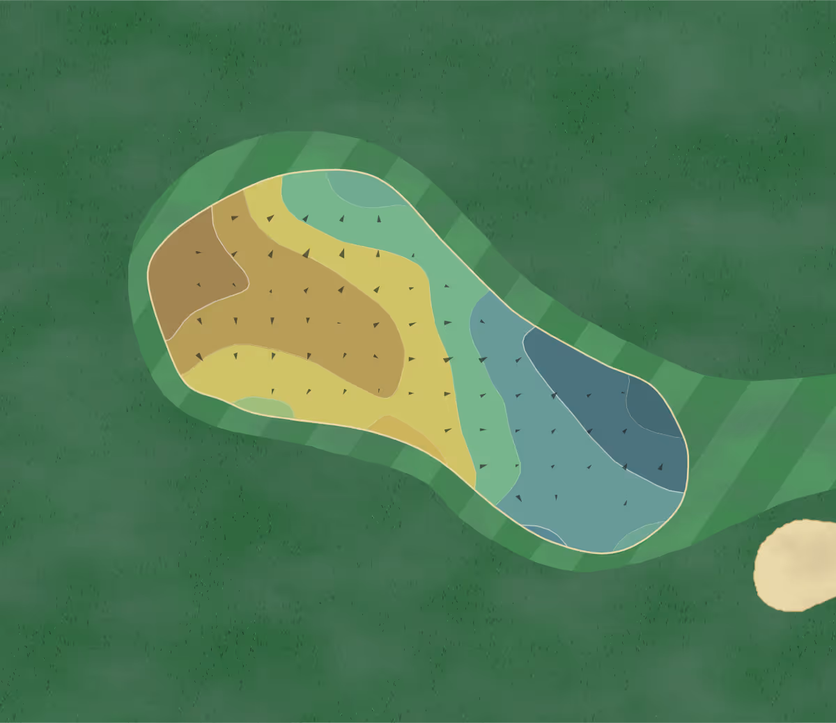 Green contour map of Meadowbrook Farms in Katy, Texas — 56 elevation contours at a 3-inch interval with fall-line arrows, traced from 1-meter lidar