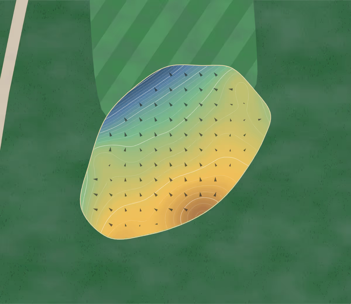 Green contour map of Meadowbrook in Rutherfordton, North Carolina: 238 elevation contours at a 3-inch interval with fall-line arrows, traced from 1-meter lidar