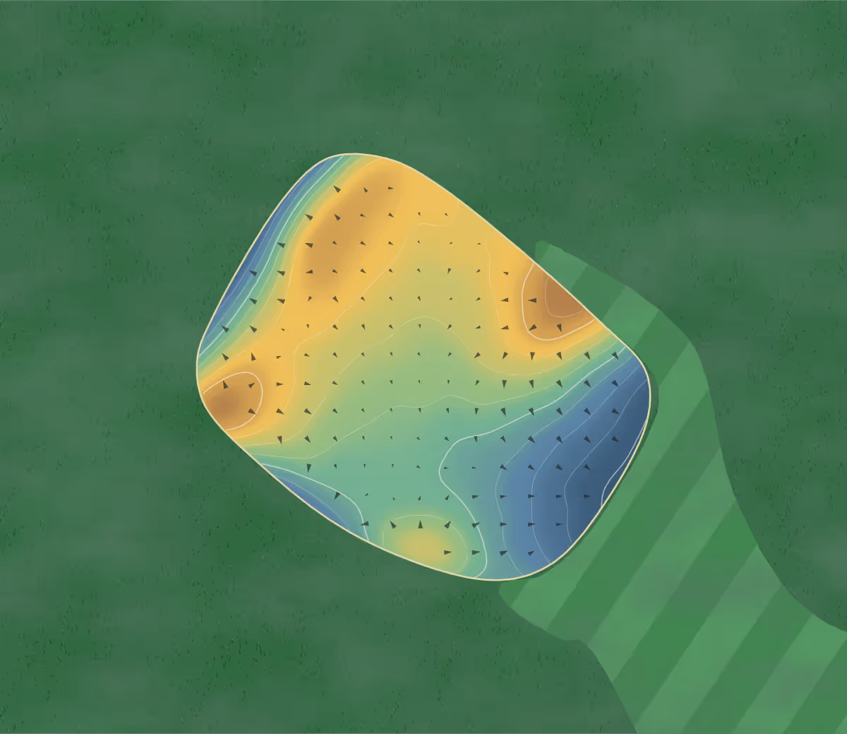 Green contour map of Medicine Hat in Medicine Hat, Canada — 99 elevation contours at a 8-centimeter interval with fall-line arrows, traced from 1-meter lidar