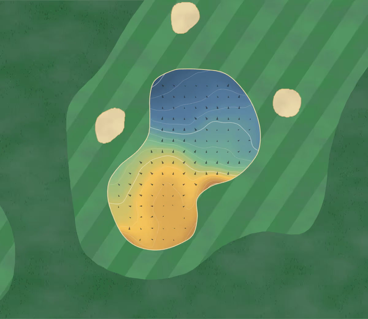 Green contour map of Melville in Lasswade, Scotland: 96 elevation contours at a 8-centimeter interval with fall-line arrows, traced from 1-meter lidar