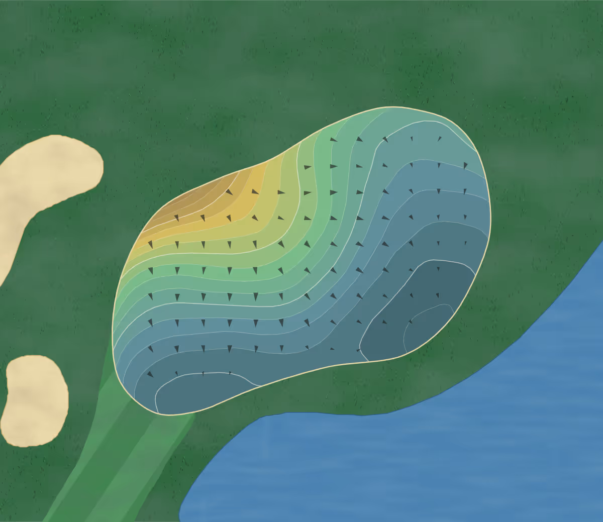 Green contour map of Member Course in Humble, Texas — 152 elevation contours at a 3-inch interval with fall-line arrows, traced from 1-meter lidar