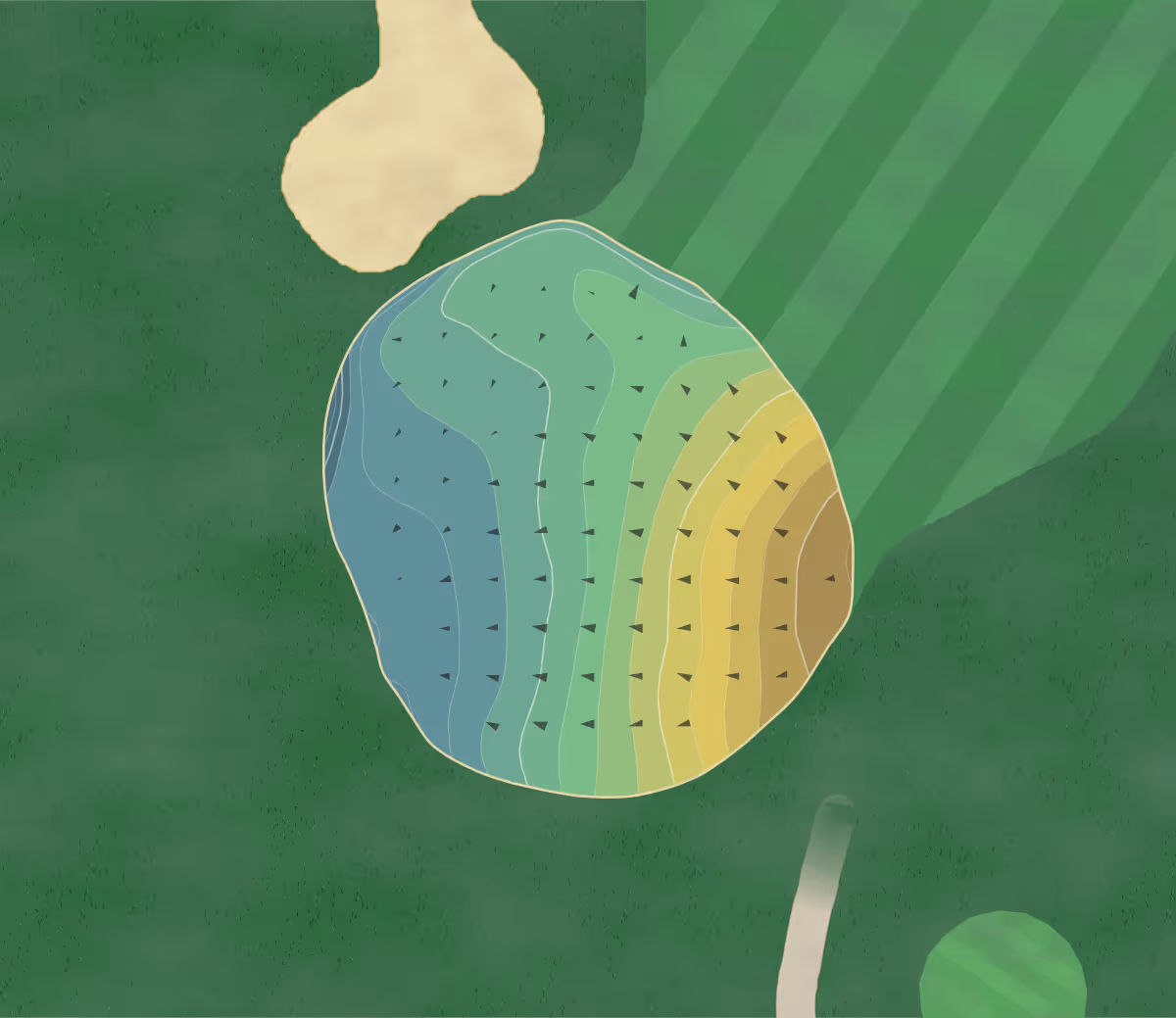 Green contour map of Merion West in Ardmore, Pennsylvania — 231 elevation contours at a 3-inch interval with fall-line arrows, traced from 1-meter lidar