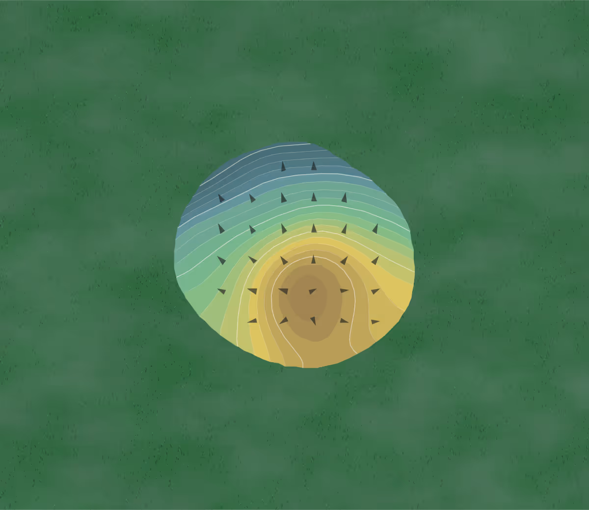 Green contour map of Merit Club in Libertyville, Illinois — 323 elevation contours at a 3-inch interval with fall-line arrows, traced from 1-meter lidar