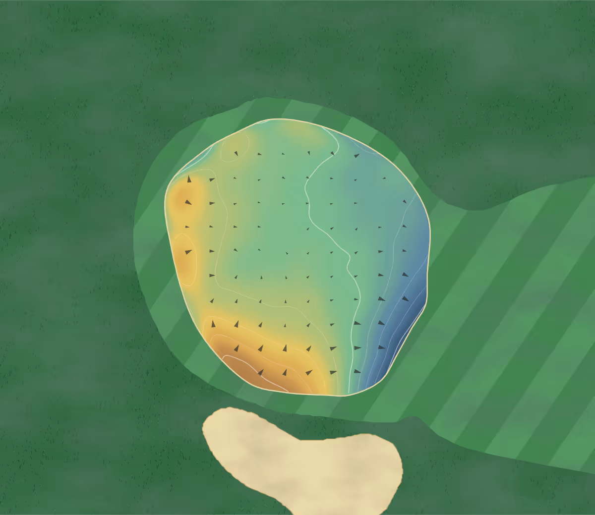 Green contour map of Merrill in Merrill, Wisconsin — 186 elevation contours at a 3-inch interval with fall-line arrows, traced from 1-meter lidar