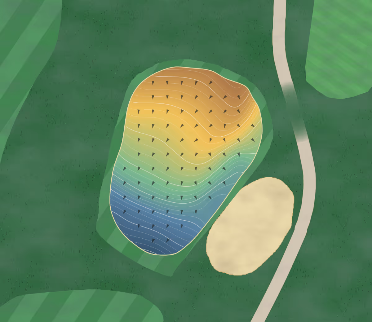 Green contour map of Meshingomesia in Marion, Indiana: 317 elevation contours at a 3-inch interval with fall-line arrows, traced from 1-meter lidar