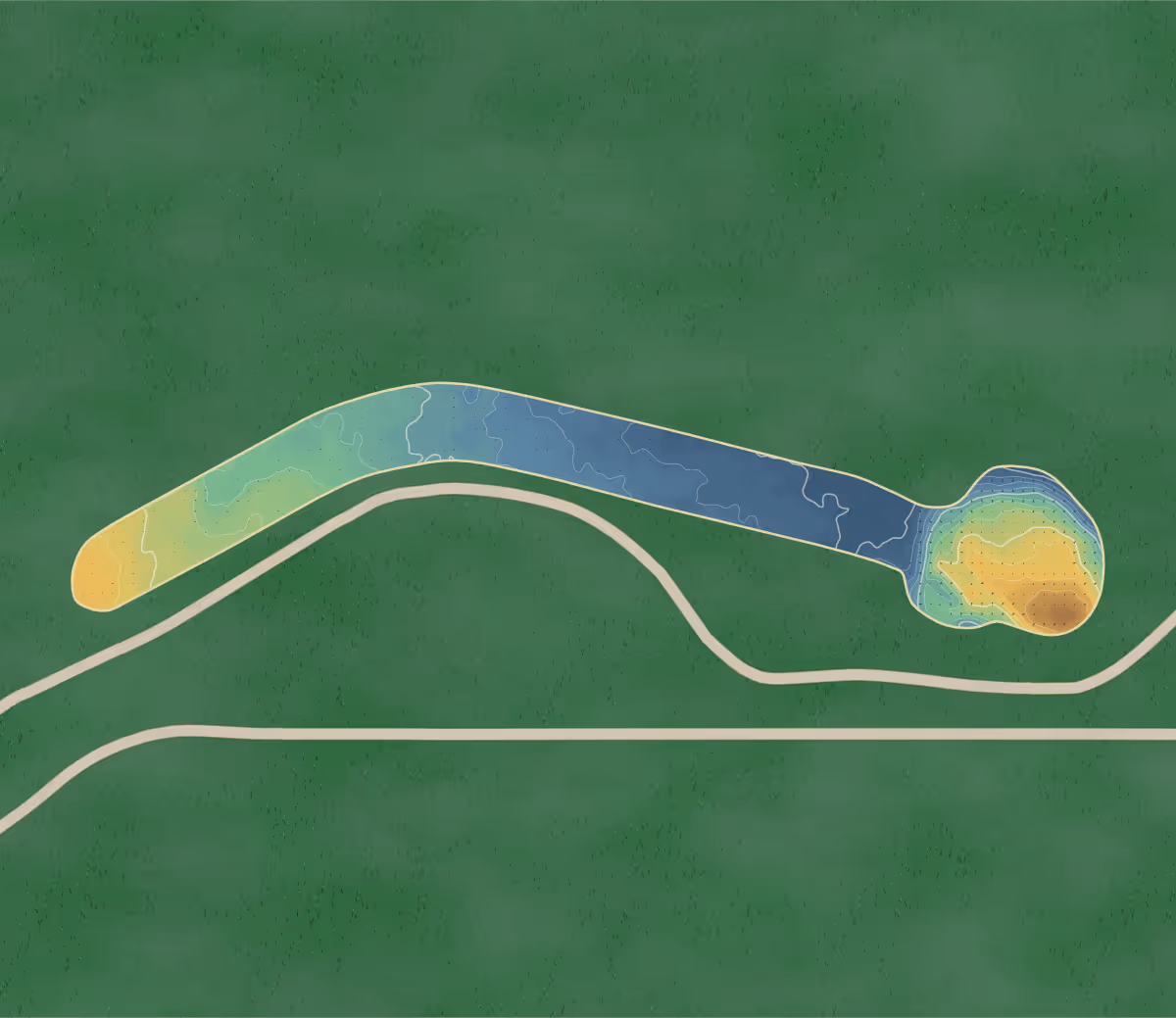 Green contour map of Mesquite Grove in Dyess AFB, Texas: 13 elevation contours at a 3-inch interval with fall-line arrows, traced from 1-meter lidar