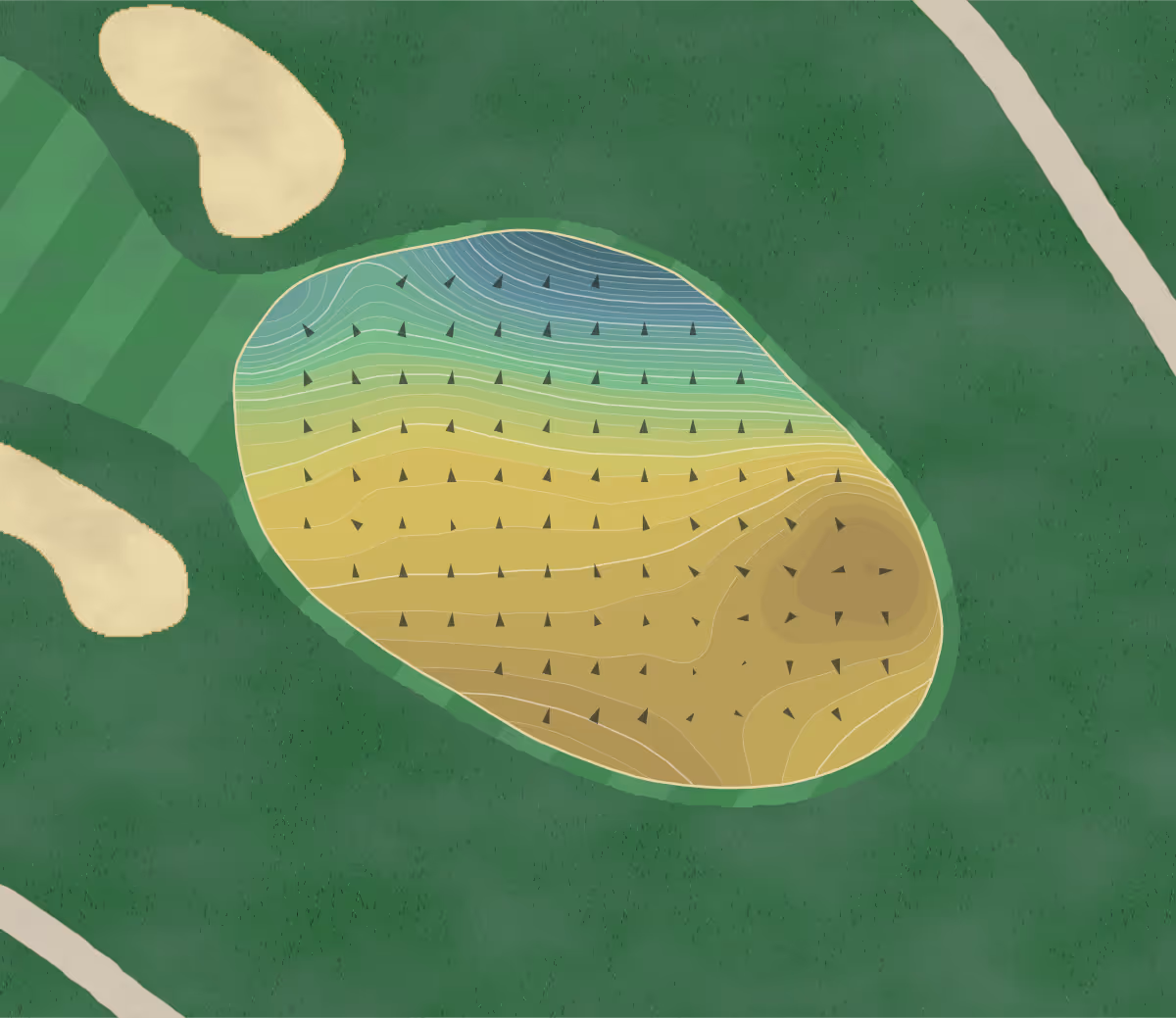 Green contour map of Metamora in Metamora, Michigan — 410 elevation contours at a 3-inch interval with fall-line arrows, traced from 1-meter lidar