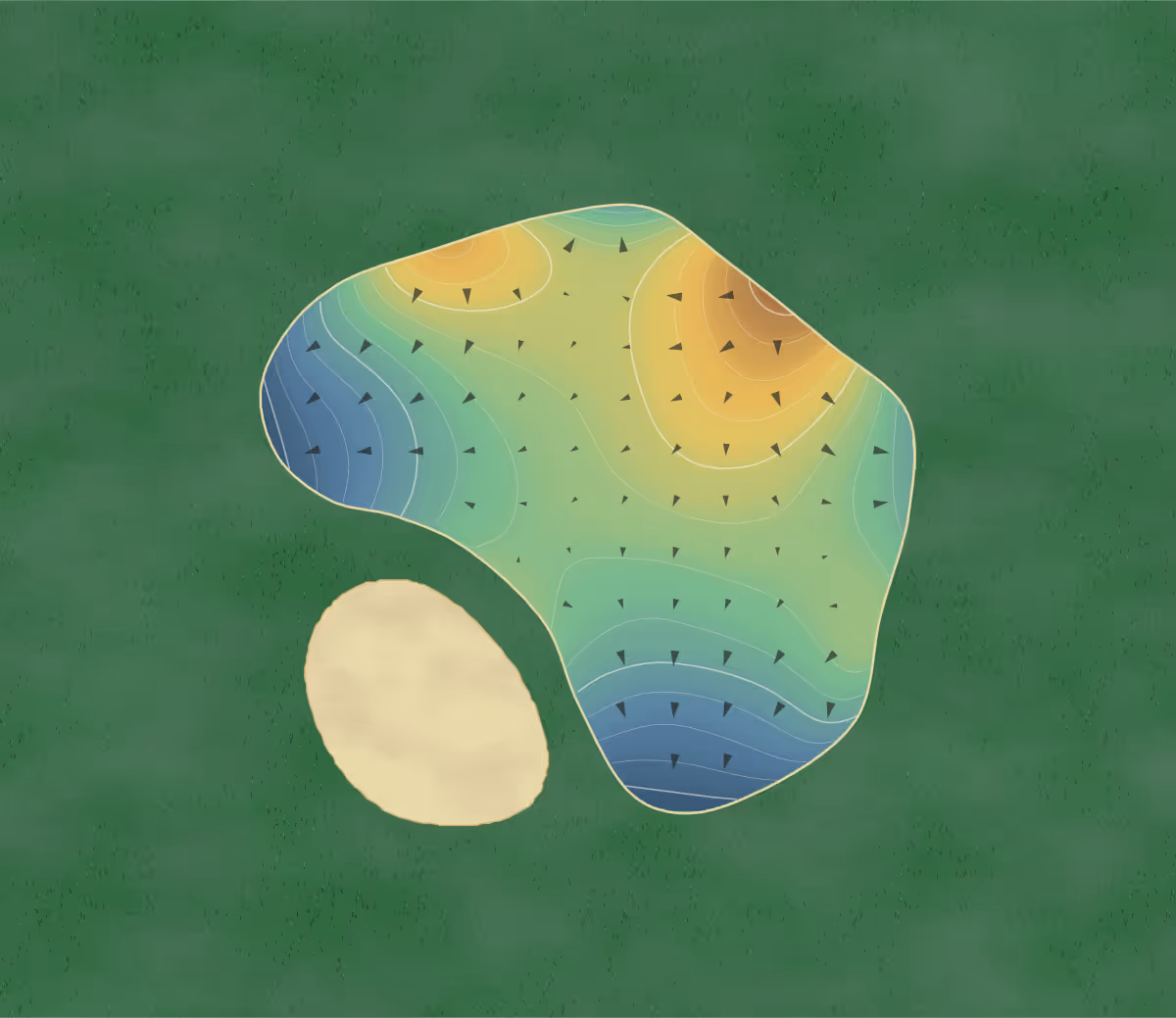 Green contour map of Shula's in Miami Lakes, Florida: 210 elevation contours at a 3-inch interval with fall-line arrows, traced from 1-meter lidar