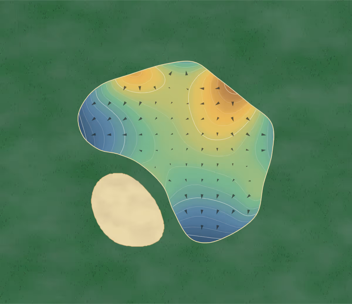 Green contour map of Shula's in Miami Lakes, Florida — 210 elevation contours at a 3-inch interval with fall-line arrows, traced from 1-meter lidar