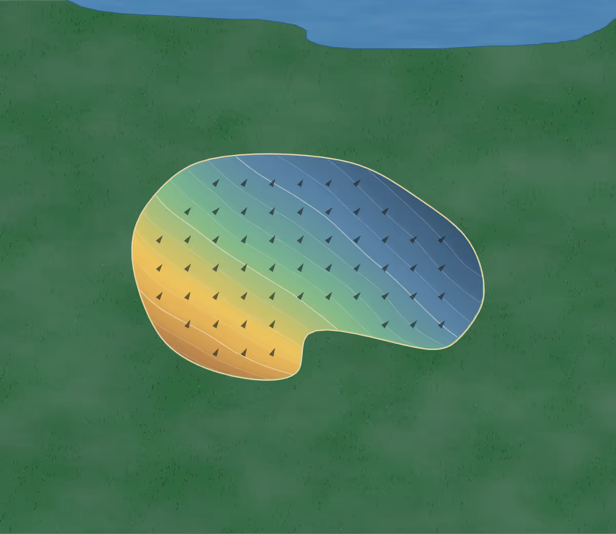 Green contour map of Michigan City in Michigan City, Indiana: 131 elevation contours at a 3-inch interval with fall-line arrows, traced from 1-meter lidar