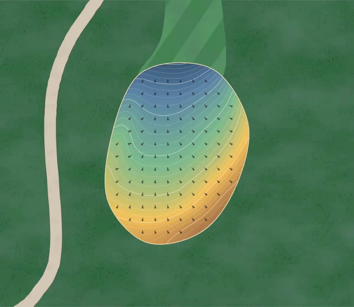 Green contour map of Michigan Legacy Art in Thompsonville, Michigan — 225 elevation contours at a 3-inch interval with fall-line arrows, traced from 1-meter lidar