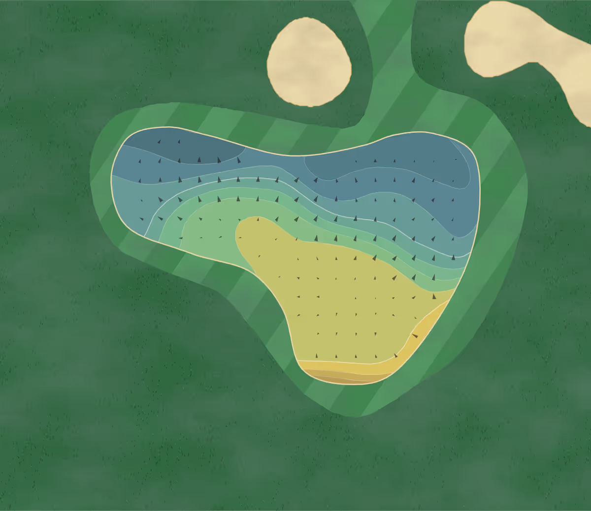 Green contour map of Mid Sussex in Ditchling, England — 145 elevation contours at a 8-centimeter interval with fall-line arrows, traced from 1-meter lidar