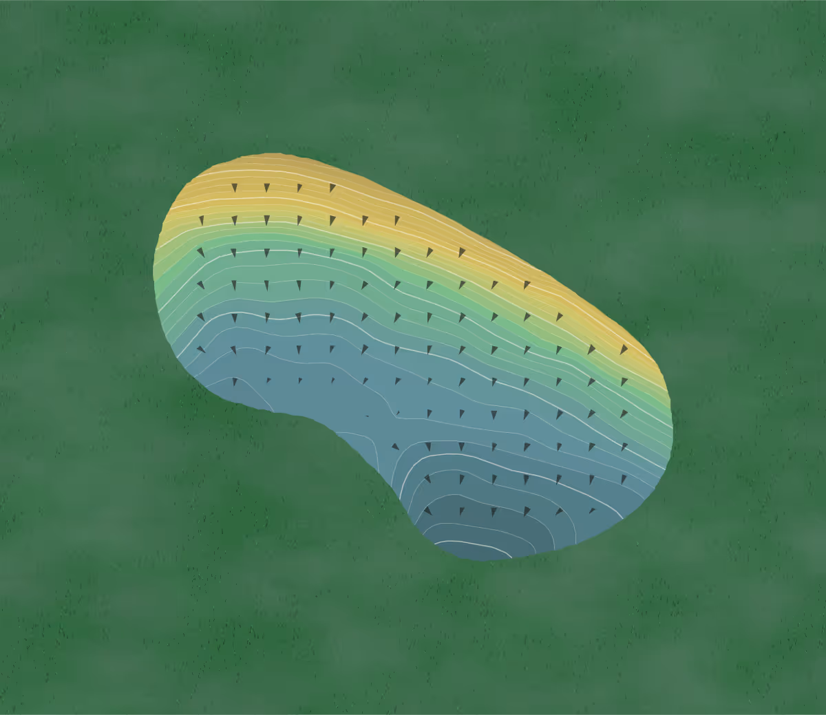 Green contour map of Middle Island in Middle Island, New York — 271 elevation contours at a 3-inch interval with fall-line arrows, traced from 1-meter lidar