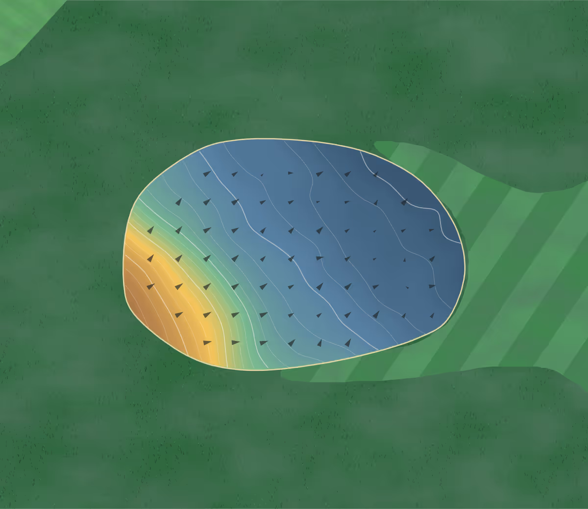 Green contour map of Middlesboro in Middlesboro, Kentucky — 83 elevation contours at a 3-inch interval with fall-line arrows, traced from 1-meter lidar