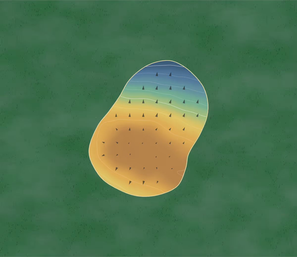 Green contour map of Midway Par 3 in Harbeson, Delaware — 109 elevation contours at a 3-inch interval with fall-line arrows, traced from 1-meter lidar