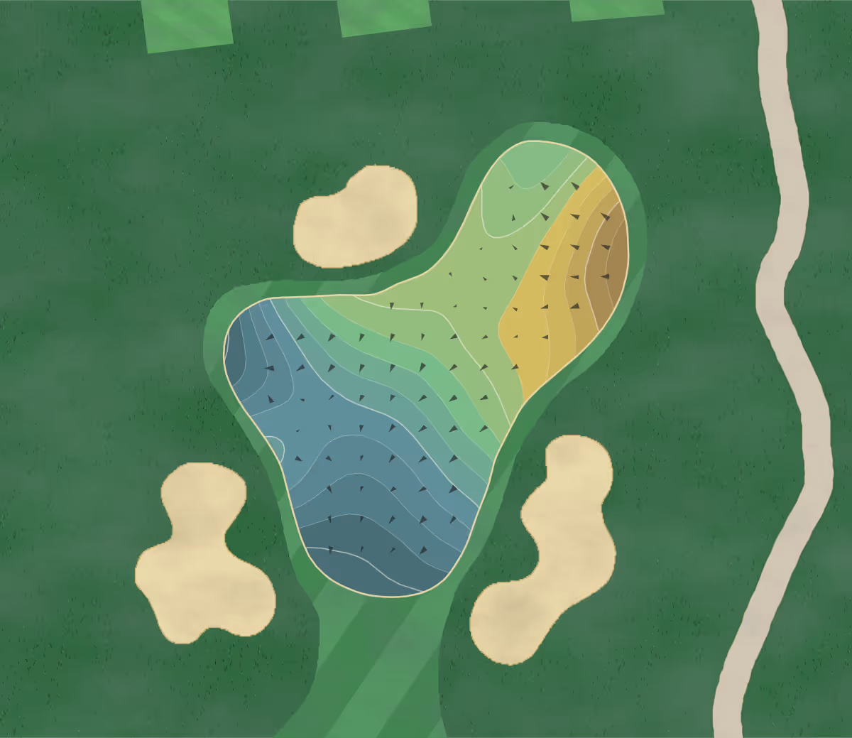 Green contour map of Milburn in Overland Park, Kansas — 273 elevation contours at a 3-inch interval with fall-line arrows, traced from 1-meter lidar